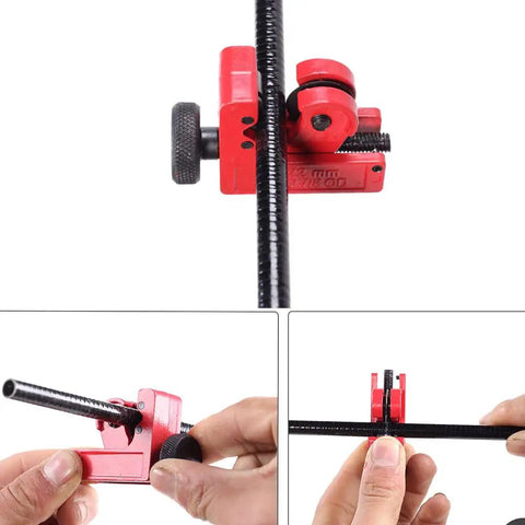 Adjustable Mini Copper Pipe Cutter For Copper Metal Plastic Brass And Thin Stainless Steel Tubing One Eighth To Seven Eighths Inch OD Three To Twenty Two Millimeter Portable Tube Cutter For DIY HVAC Plumbing Maintenance And Garage Work being used on a pipe