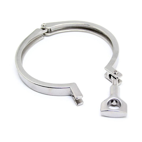 Stainless steel 4-inch tri-clamp with single pin and wing nut for ferrule