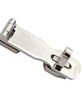 Boat door latch, marine-grade stainless steel, locking lever, side view
