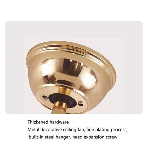 Fresh 42 Inch Gold Crystal Ceiling Fan With Silky Quiet Blades And Straight Fire LEDs Three Color Changing Modes base with thickened hardware.
