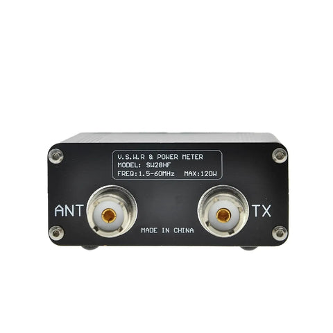 Front view of Compact RF VSWR And Power Meter 1.5 MHz To 60 MHz, 120W Mini Tester with input output connectors