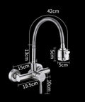 304 Stainless Steel Wall-Mounted Faucet Multifunctional Kitchen Tap dimensions with flexible spout for sink use