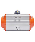Built Tough Pneumatic Ball Valve Actuator Delivering Hella Smooth 90 Degree Quarter Turn Rotational Control Using Heavy Duty Air Cylinder Engineering For Zero Fluff Industrial Performance And Slick Daily Operation, front view showing controls.