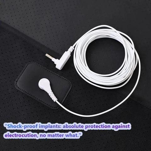 Coil cord and connector on vegan leather of Bedside Grounding Mat For Sleep And Deep Relaxation No Electricity Needed Premium Pad Kit.