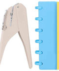 Mushroom Hole Puncher 6 Sheet A4 Capacity next to bound notebook, featuring mushroom-shaped punch for office or school use.