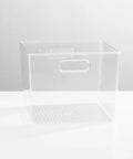 Small Modern Plastic Storage Organizer Bin With Easy Grab Handles For Home Closet Organization See Through Clear Finish