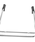 Robust Stainless Steel Retractable Office Chair Footrest smooth flip down leg rest leg support detail showing polished finish.
