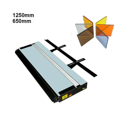Zero Drama Acrylic Heat Bender For Pvc And Plastic Sheet Forming Adjustable Temperature Circulating Cooling Setup 650mm angle guide and samples.
