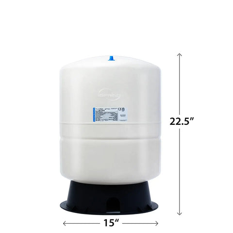 11 Gallon Pre Pressurized Water Storage Tank For Reverse Osmosis Systems, White, Holds Up To 8.2 Gallons, Durable FDA Grade Materials