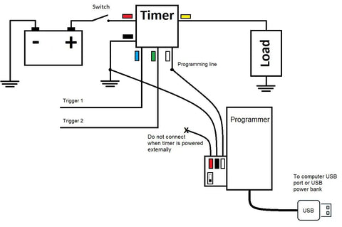 Wiring diagram for Programmable Digital Timer Relay With Adjustable Delay For Automation Projects Plug And Play 0.1 Second To 400 Days 3V 12V 18V 5A Power On Off Delay Cycling And More Compatible With B00PD65UGA.