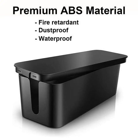 Premium ABS material cable management box, fire retardant, dustproof, and waterproof. Three Pack Cable Management Box For Desk Large Medium Small