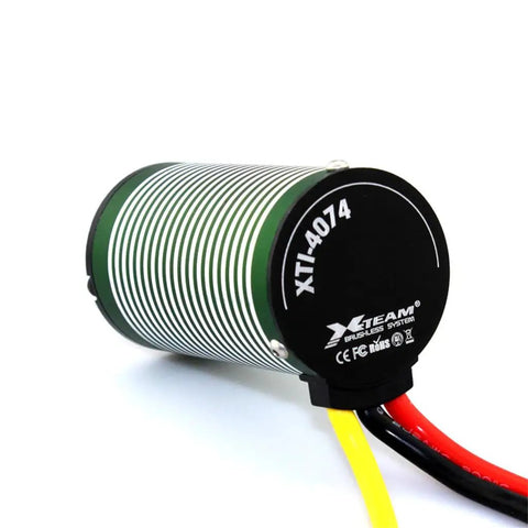 Sick Power 40X74 Brushless Motor 2650Kv With Precision Balanced Rotor And Anodized Cnc Aluminum Shell For Nailed Drift Runs On One Eighth Scale On Road Buggy Rc Cars, showcasing green striped motor housing and power wires.