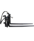 Heavy Duty Skid Steer Hydraulic Pallet Forks Featuring Hella Smooth Adjustable Tines for precision lifting and stacking.