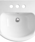 Top view of Veer Pedestal Bathroom Sink With 4 Inch Centerset Faucet Holes, 24 Inch Width, Sandbar Finish, Vitreous China Construction