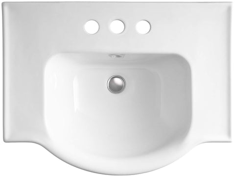 Top view of Veer Pedestal Bathroom Sink With 4 Inch Centerset Faucet Holes, 24 Inch Width, Sandbar Finish, Vitreous China Construction