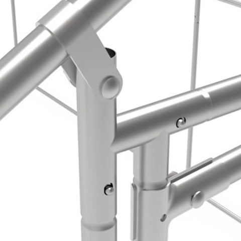 Close-up of metal joints on Heavy Duty Large Metal Chicken Coop With Cover Outdoor Run And Spire Roof Enclosure for backyard use.