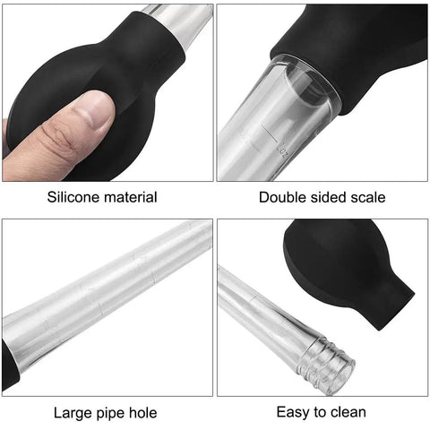 Game-Changing Silicone Turkey Baster With Cleaning Brush For Juicy Turkeys And Pan Juices, Easy To Use Bulb Syringe Basting Tool features