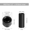 Heavy Duty C Nut Collet Adapter For CNC Router And Carving Machine ER Clamp Fits 12mm Alloy Steel with dimensions.