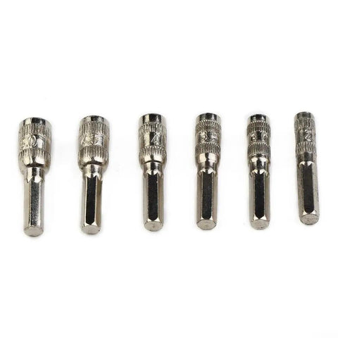 Six Point Hex Socket Set With H4 Hex Shank Nut Driver Sockets 2.5Mm To 5Mm, 6Pc Silver Metal Hand Tool Kit for Car Repair and Tightening Bolts