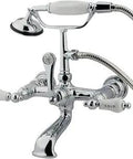 Old School Vintage Leg Tub Filler With Hand Shower And Straight Arm Hot And Cold Porcelain Lever Handle Polished Chrome Bath Faucet