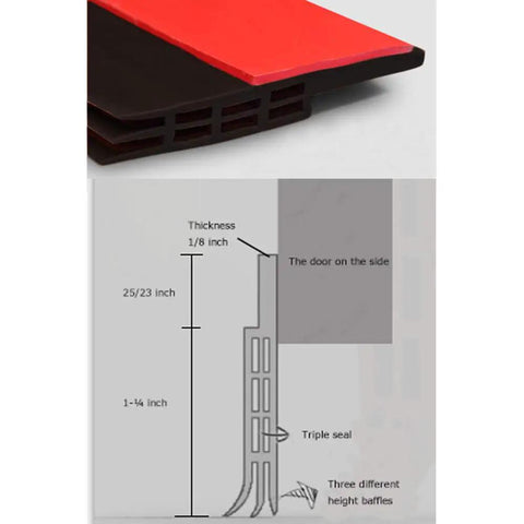 Self-Adhesive Door Sweep Draft Stopper For All Doors, 2 Inch Wide By 39 Inch Long, Black Rubber Weather Stripping Under Door Bottom
