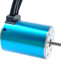 Beefy 3650 5200KV Sensorless Brushless Motor With 60A ESC And 3.175mm Shaft shown in blue aluminum casing