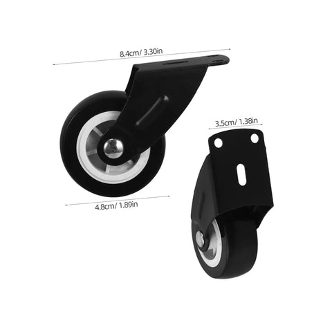 Four Pack Heavy Duty Barn Door Rollers Running Like A Dream With Silent Caster Wheels For Cabinet And Wardrobe Sliders shown with dimensions.