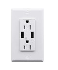 Dual Usb Wall Outlet Featuring 15 Amp Tamper Resistant Ports And 3.6 Amp High Speed Type A Connections Keeping Your Gadgets Fully Juiced Led Indicator Ul Listed 40 Pack Wall Receptacles, front view.