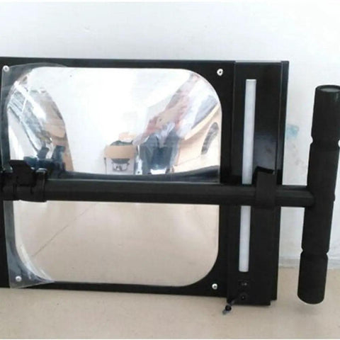 Under Vehicle Inspection Mirror With Wheels And LED Light, Extendable Acrylic Security Mirror Kit, black frame on floor