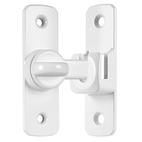 Heavy Duty Aluminum Gate Lock Plus Adjustable Barn Door Latch Featuring Smooth 90 To 180 Degree Swing For Real Deal Home Security Cabinet Catch And Tight Shed Hardware, white adjustable latch design.