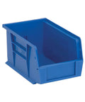 Ultra Stack and Hang Heavy Duty Part Organizer Bins 10 In L By 6 In W By 5 In H Blue, showing side view and rugged polypropylene material.