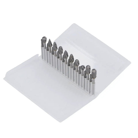 Pro Grade 20 Pcs Tungsten Carbide Double Cut Rotary Burr Set One Eighth Inch Shank Fits Dremel And Grinders Woodworking Carving Engraving Polishing With Handy Plastic Storage Box, burr bits in plastic box