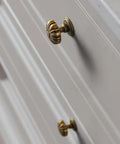 Set Of 12 Rustic Floral Antique Brass Cabinet Knobs For Kitchen Drawers on white drawers