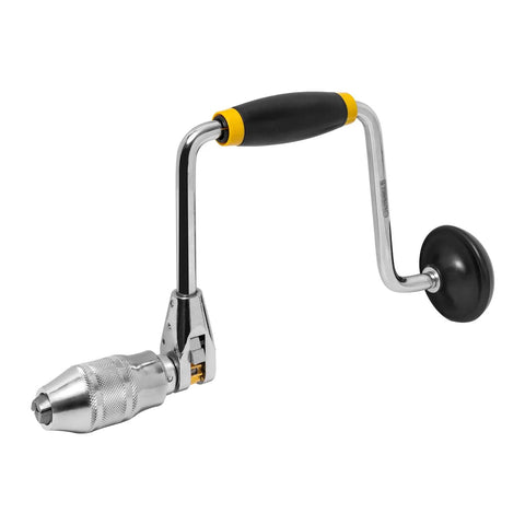 Adjustable Hand Drill Brace For Woodworking, Manual Drill With 12 Inch Compact Design, stainless steel, ergonomic grip
