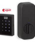 Slick Motorized Touchscreen Keypad Smart Deadbolt August Connected With Wifi Bridge For Effortless Keyless Access In Flat Black.