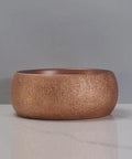 USZWBY Vessel Sinks Bathroom Sink European Round Rose Gold Home Hotel Above Counter Basin Ceramic Wash Bathroom Bowl Sink, side view.