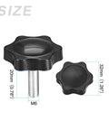 Heavy Duty Clamping Handle Screw Knobs Set M6x20mm, Metal Star Shape Grips, 2 Pack, showing dimensions