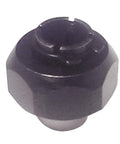 Rock Solid Half Inch Router Collet With An Auto Release Grip that locks bits tight, showing top view and hex shape design.
