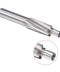 uxcell HSS-AL cobalt counterbore end mill, 4-flute, 4 x 7.4 mm; silver metal cutting tool with close-up inset.