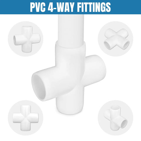 20 Pack Cross PVC Fittings 4 Way Elbow Connectors for DIY Garden Shelving Tent Greenhouse Pipe Builds, durable and smooth.