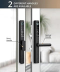 Badass Waterproof Outdoor Smart Electronic Door Lock With Slick Fingerprint App Code And Keyless Entry Designed For Hella Secure Aluminum Gates And Heavy Duty Iron Doors showcasing short and normal handles.
