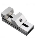 Right Angle Flat Vise Fixture For Machines With Quick Clamp Action And Integrated Slots Replaceable Jaws And Vee Shaped Hold