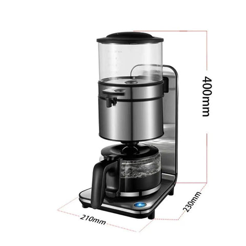 Boss Level Heavy Duty Stainless Steel Automatic Drip Coffee Machine For Home And Commercial Use Ultra Capacity 1250ml front view