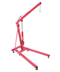 Tough as Nails Hydraulic Engine Hoist 1 Ton Cherry Picker Shop Crane with Smooth Rolling Wheels in red.