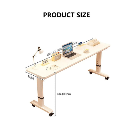 Built To Last Steel And Engineered Wood Adjustable Standing Desk With Smooth Hand Crank Height Adjustment shown with dimensions 68-103cm.