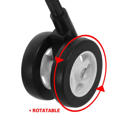 Four Pack White Twin Swivel Caster Kit For Baby Walker Replacement Wheels Runs Slick On Any Floor Premium Built Zero Fuss Easy Swap Stroller Parts - Close-up of rotatable twin wheel assembly.