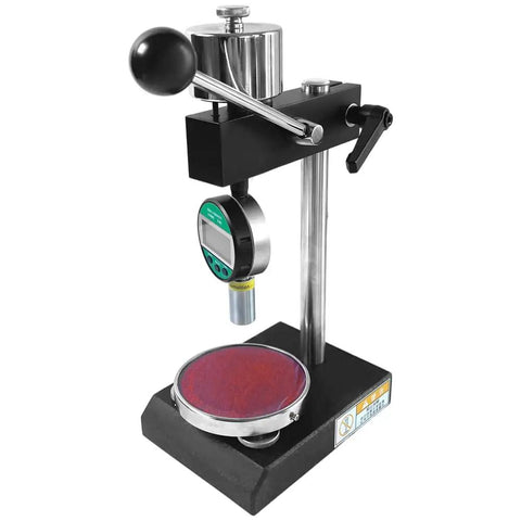 Digital Durometer Type A With Stand For Accurate Rubber Plastic And Leather Hardness Testing Pro Grade Hardness Tester With Metal Base And Tempered Glass Platform Clear LCD Readout Model LXA - front view