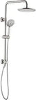 9 Inch Rainfall Shower Head And Handheld Shower Setup With Height Adjustable Holder Solid Brass Rail 60 Inch Stainless Steel Hose Brushed Nickel Finish