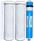 Reverse Osmosis Replacement Filter Set 5 Pack With 50 GPD Membrane 5 Micron Sediment Filter 5 Micron Carbon Block Filter