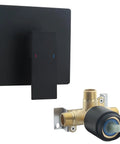 Matte black shower mixer valve trim kit with 5.3-inch cover plate and brass valve assembly (2 pieces)